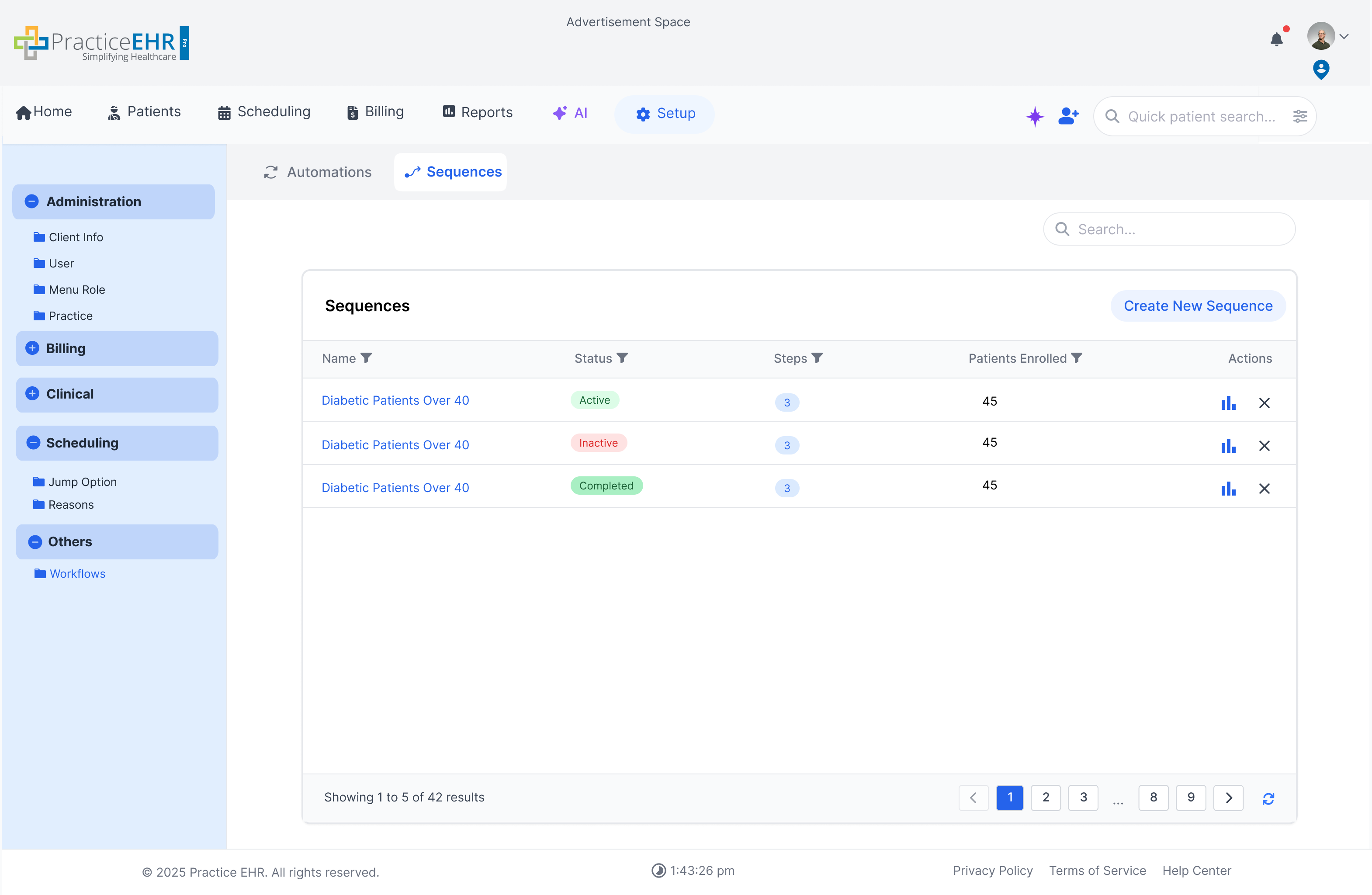 Sequences type selection