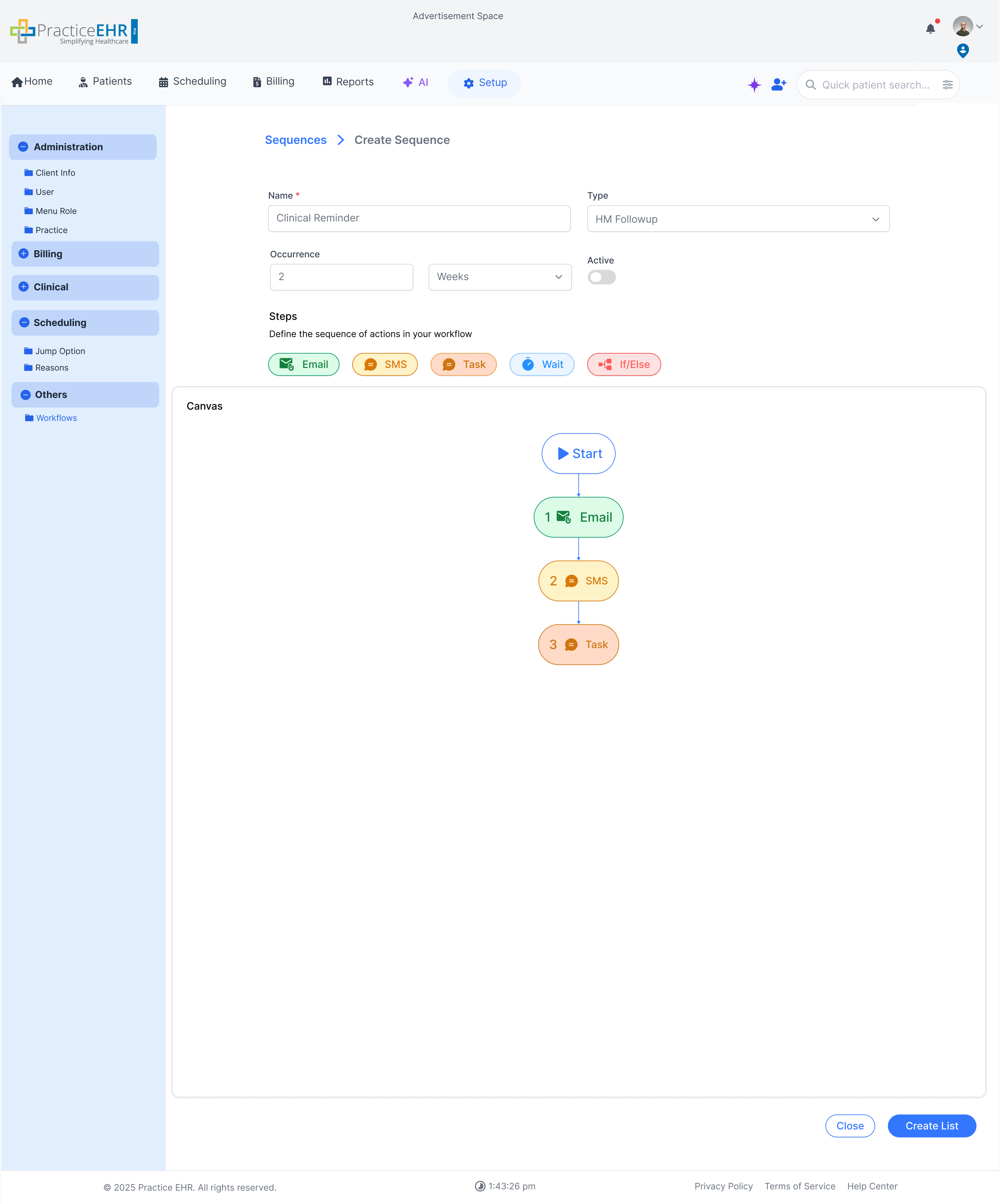 Sequences type selection